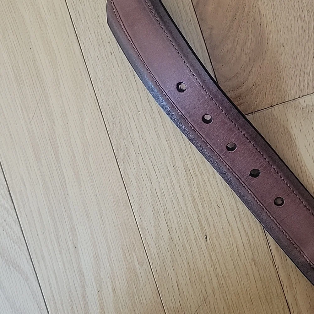 Columbia Vintage Brown Leather Belt with Fabric Inlay